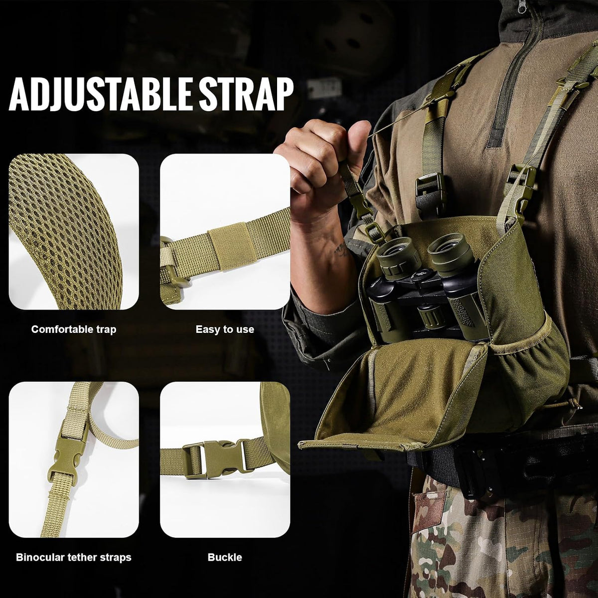 VISMIX Binocular Harness with Rain Cover for Hunting Hiking Shooting