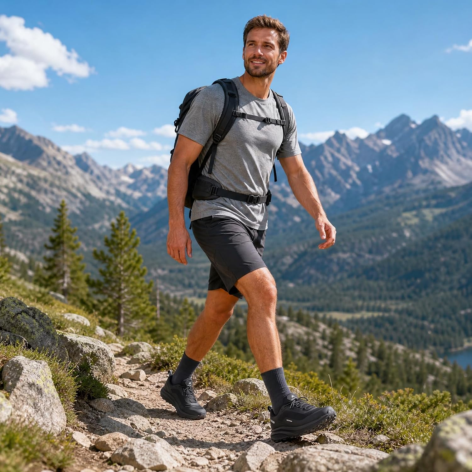 Men's Waterproof Hiking Shoes Lightweight Breathable Anti Slip Outdoor Shoes