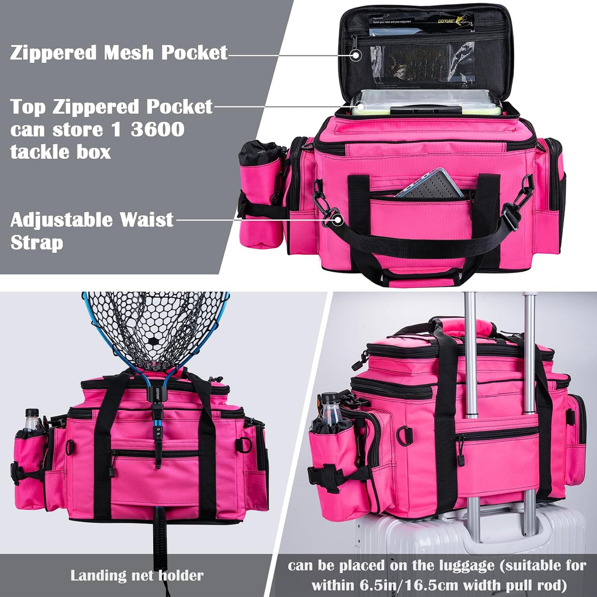 Goture Fishing Tackle Bag with 2PCS 3600 Tackle Boxes
