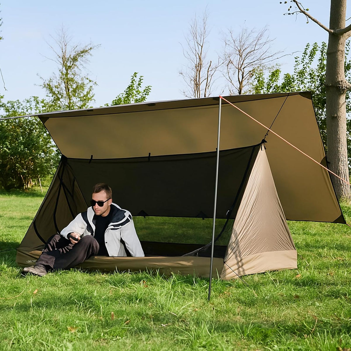 Onewind 10×10ft Waterproof Camping Tarp, Ultralight Silnylon Tarp Shelter