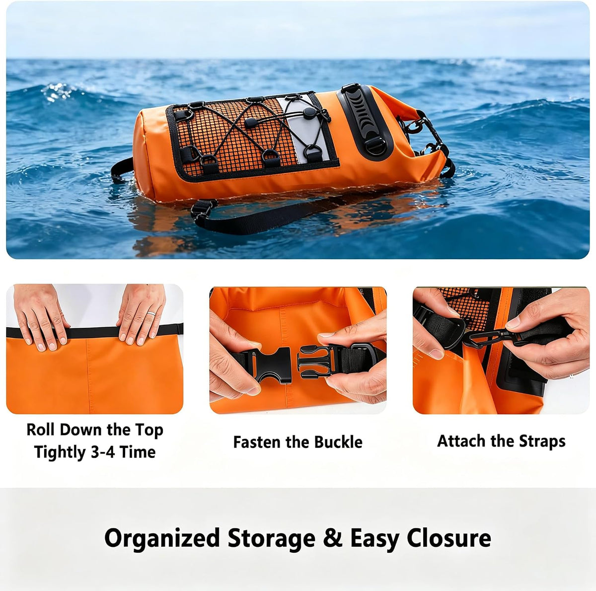 SHENDU 20L Roll-Top Waterproof Dry Bag Backpack for Kayaking Hiking(orange)