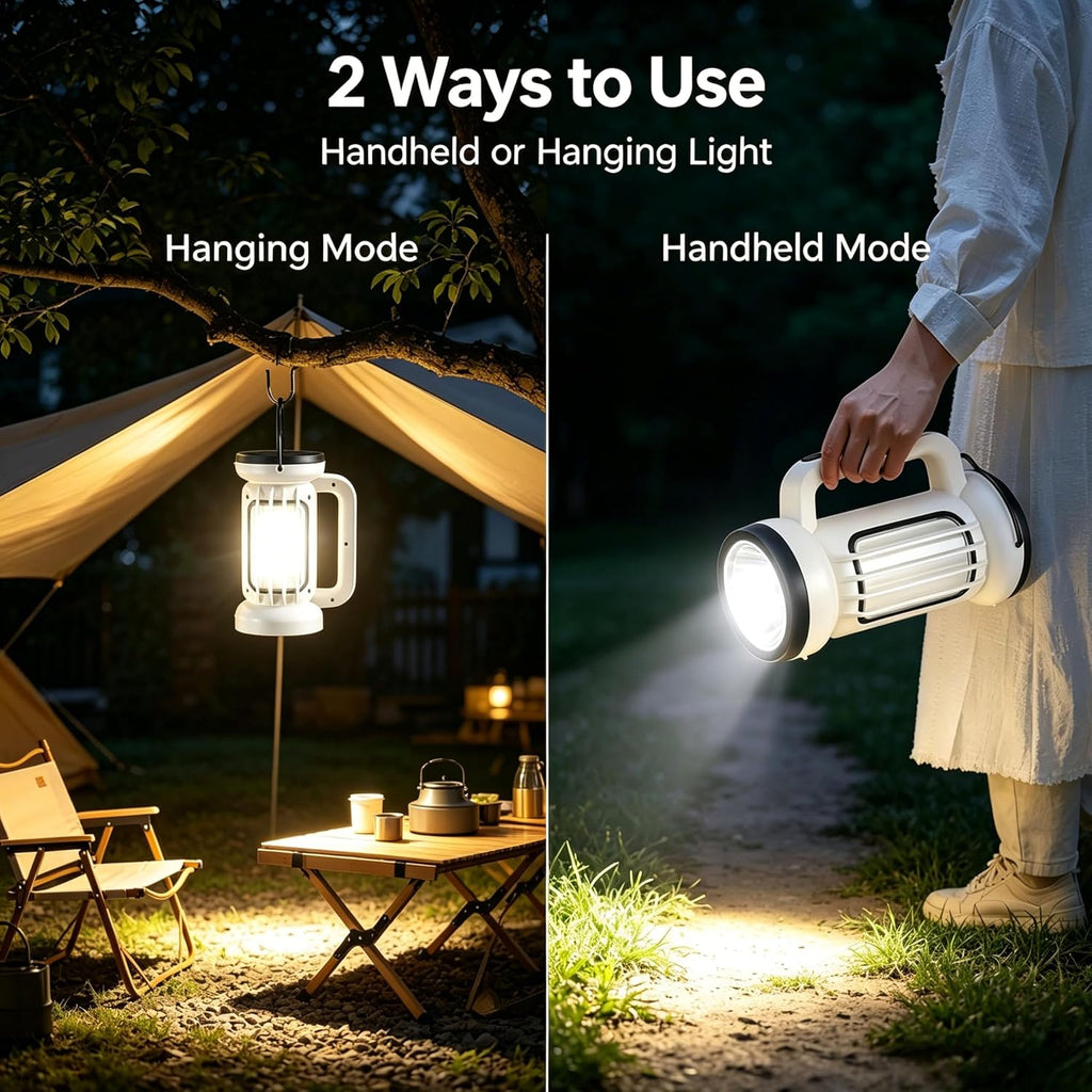UNROEVS Camping Lantern,Rechargeable Handheld Flashlight & Emergency Light