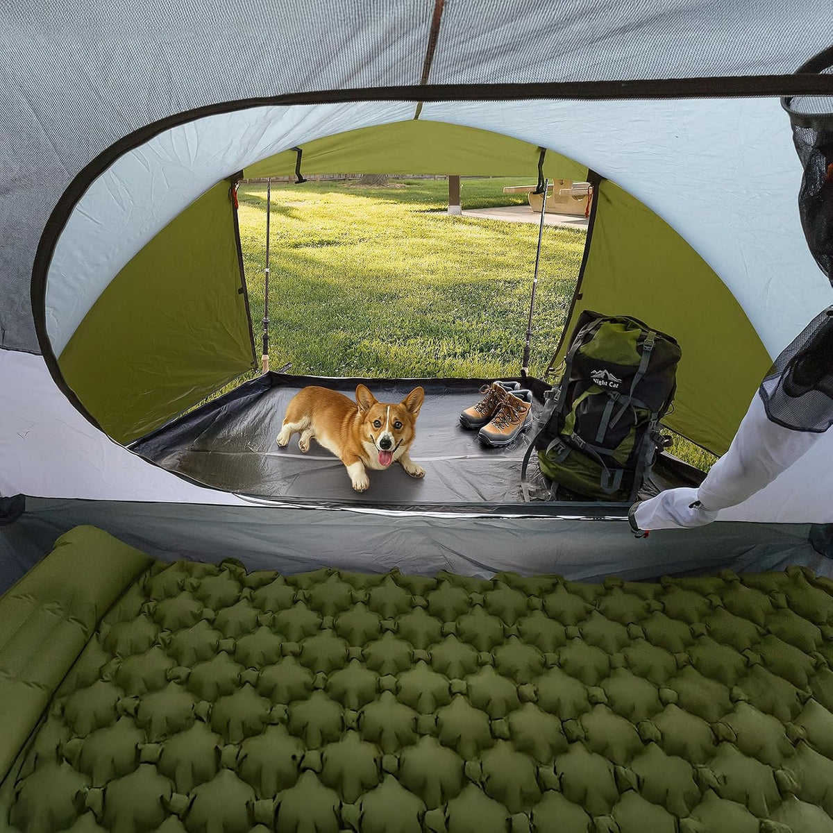 Night Cat Pop Up Tent 2-3 Persons Instant Set Up Tent with Footprint Tarp & Porch, Automatic Double Layer Waterproof Camping Tent with Rainfly