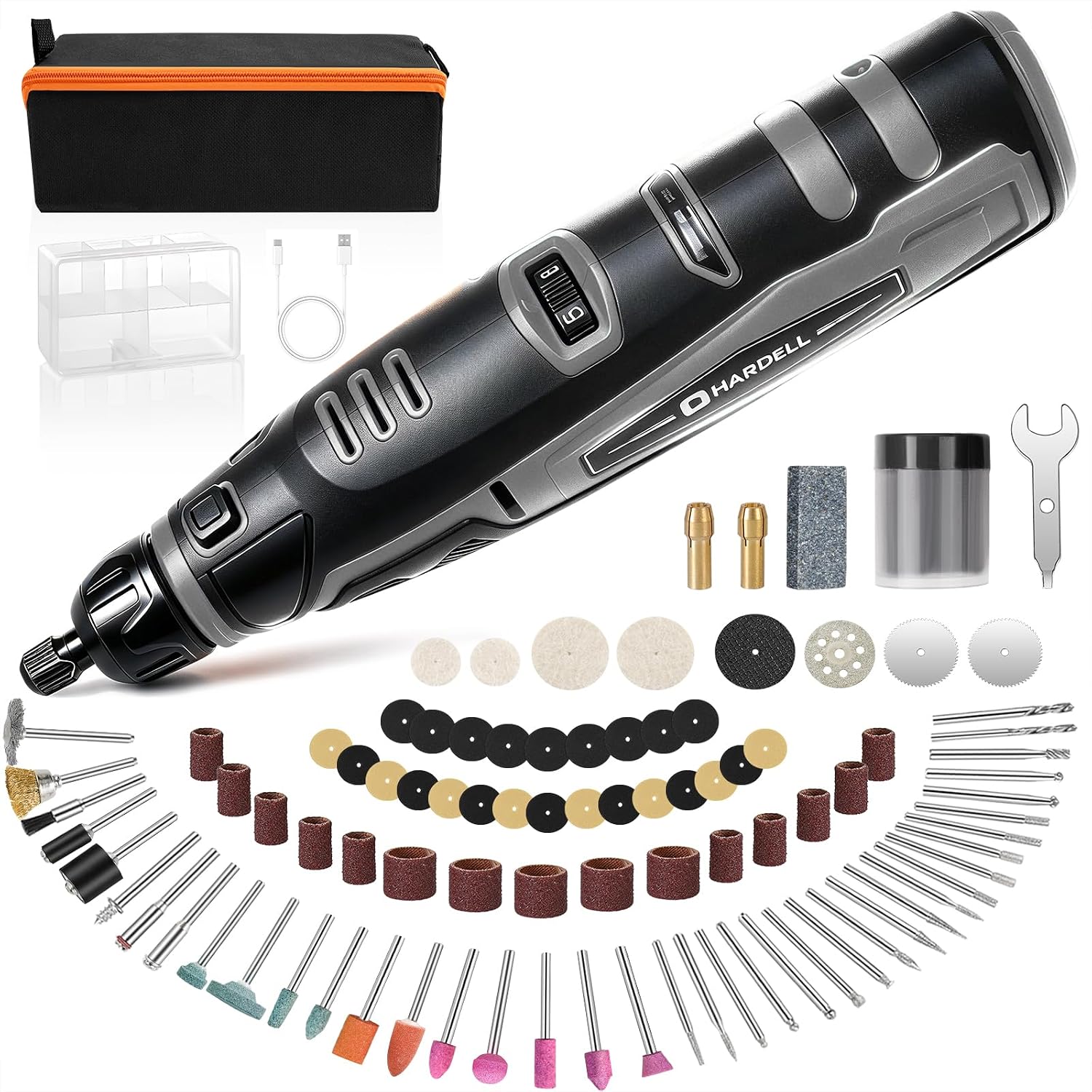 HARDELL 12V Cordless Rotary Tool Kit 6-Speed 30000RPM Rotary 94 Accessories