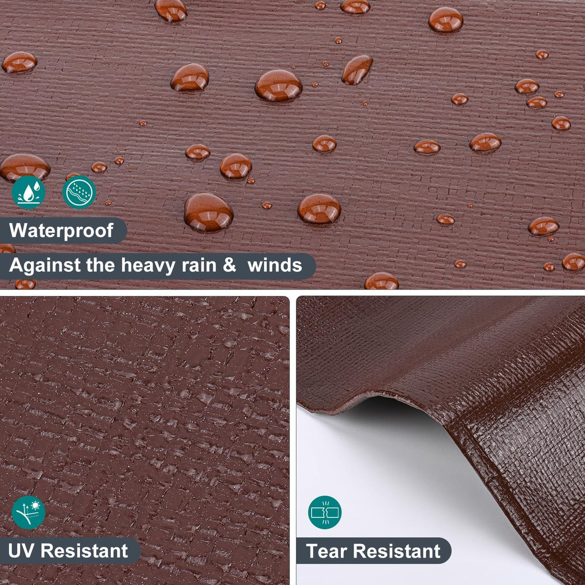 Large Tarp 12x20 FT Heavy Duty Waterproof 14 Mil Brown