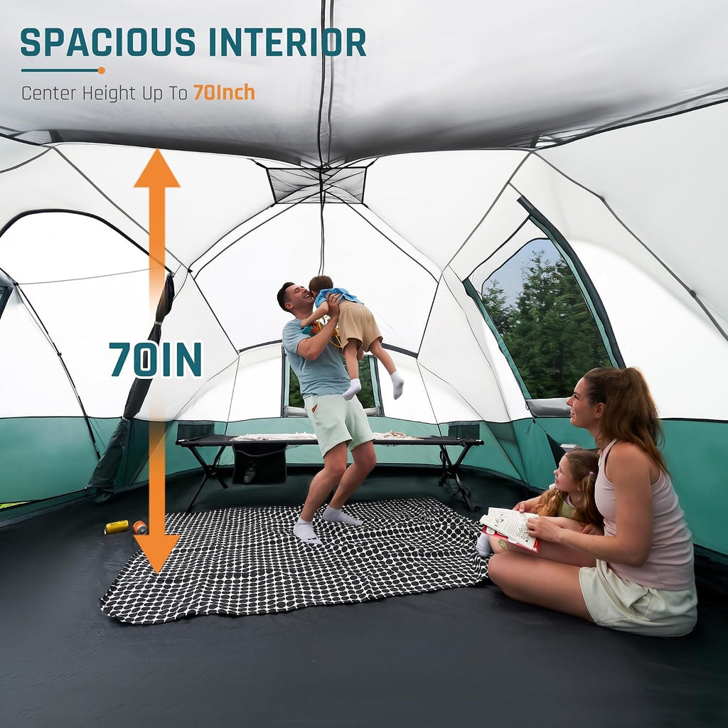 DMH OUTDOORS 8/11 Person Large Family Camping Tent Tunnel Tent with Porch