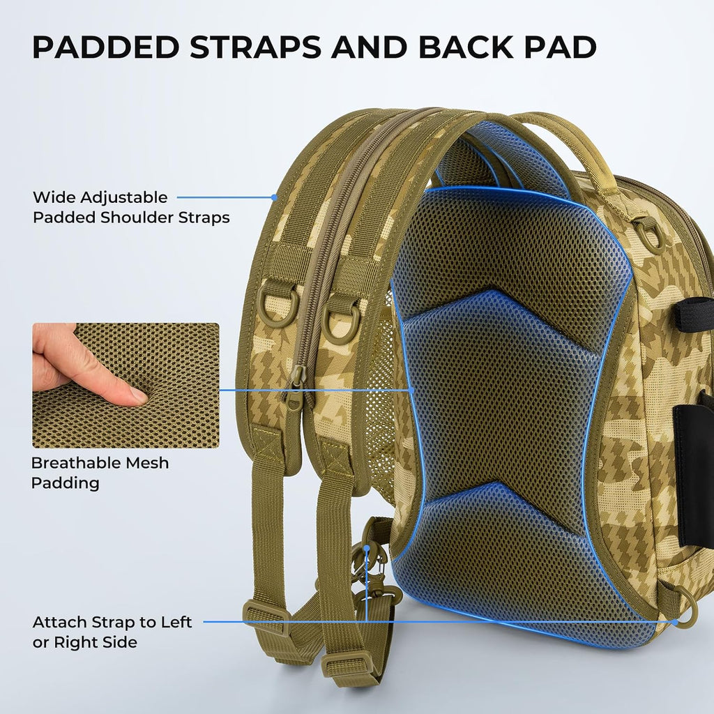 KastKing BaitSpace Fishing Sling Bag, Fishing Backpack with Rod Holder