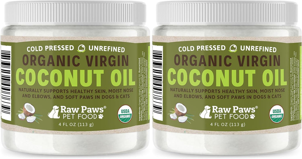 Raw Paws Virgin Organic Coconut Oil for Dogs & Cats (4-oz) - Skin & Coat