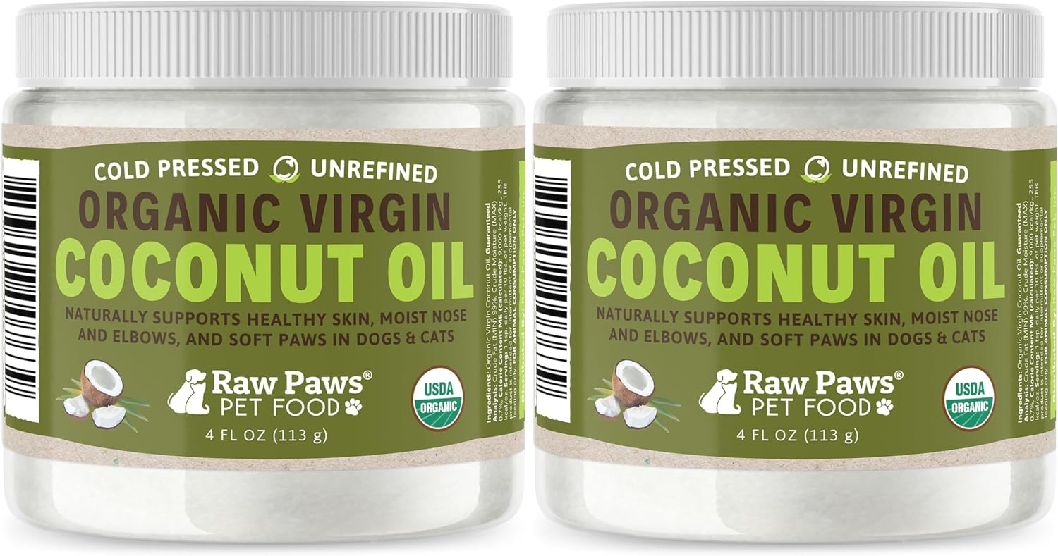Raw Paws Virgin Organic Coconut Oil for Dogs & Cats (4-oz) - Skin & Coat