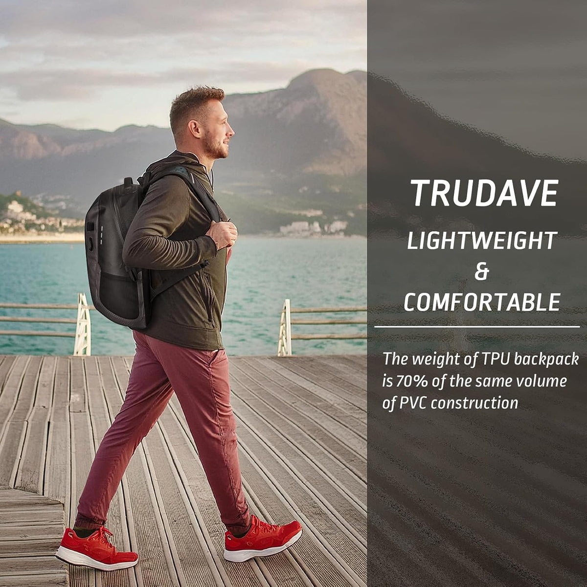 Trudave Waterproof Backpack, Waterproof Submersible Backpack, Floating TPU Coated Dry Bag with Airtight Zipper for Kayak, Fishing, Boating, Hiking (30L)