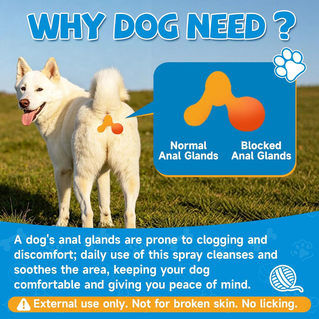 Dog Anal Gland Spray - 120ML Freshens & Removes Odors, Stops Scooting