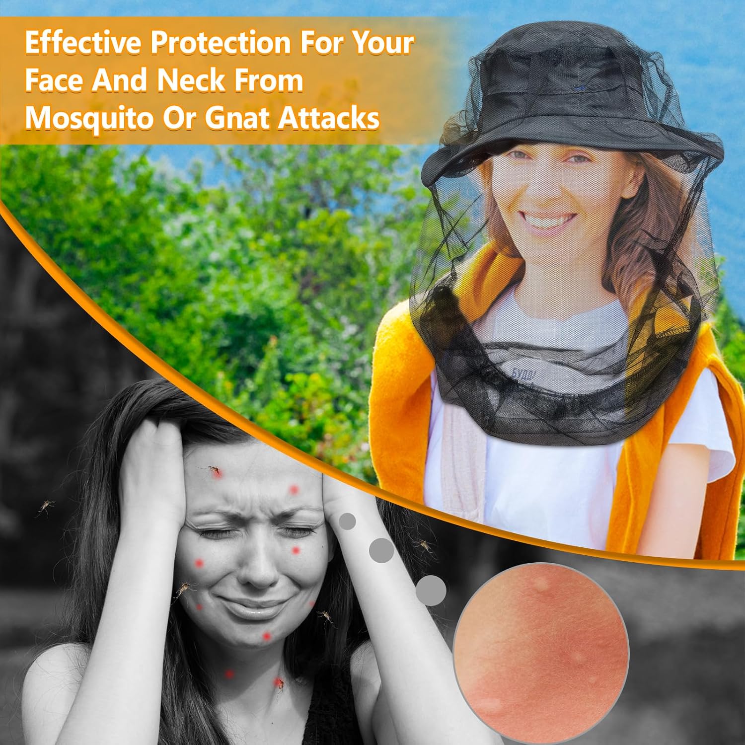 Mosquito Head Net for Insects 4 Pack,Ultra Large Breathable net for Bugs