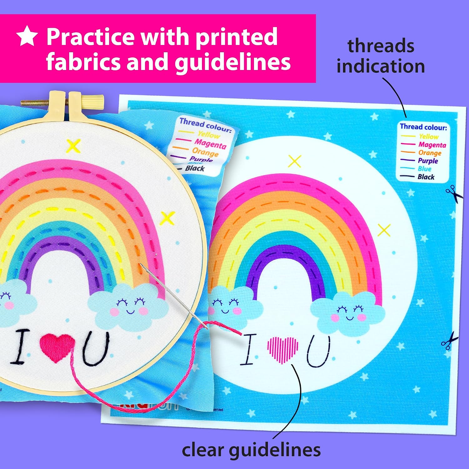 KRAFUN My First Embroidery Kit for Kids & Teens Age 8+ | 8 Projects