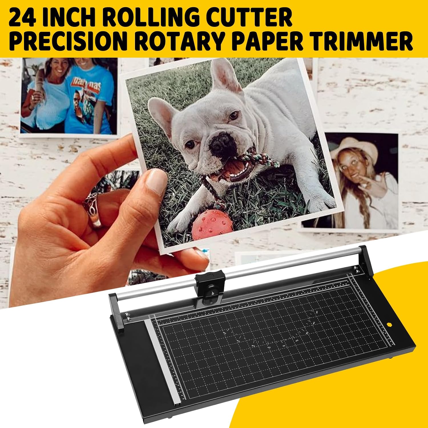 14 Inch Rolling Cutter Precision Rotary Paper Trimmer,Manual Heavy Duty Professional Rolling Trimmer for Photo Paper,Film,Art Paper Jam,Office Paper,Thin Plastic Soft Board,PVC,Cutting Table