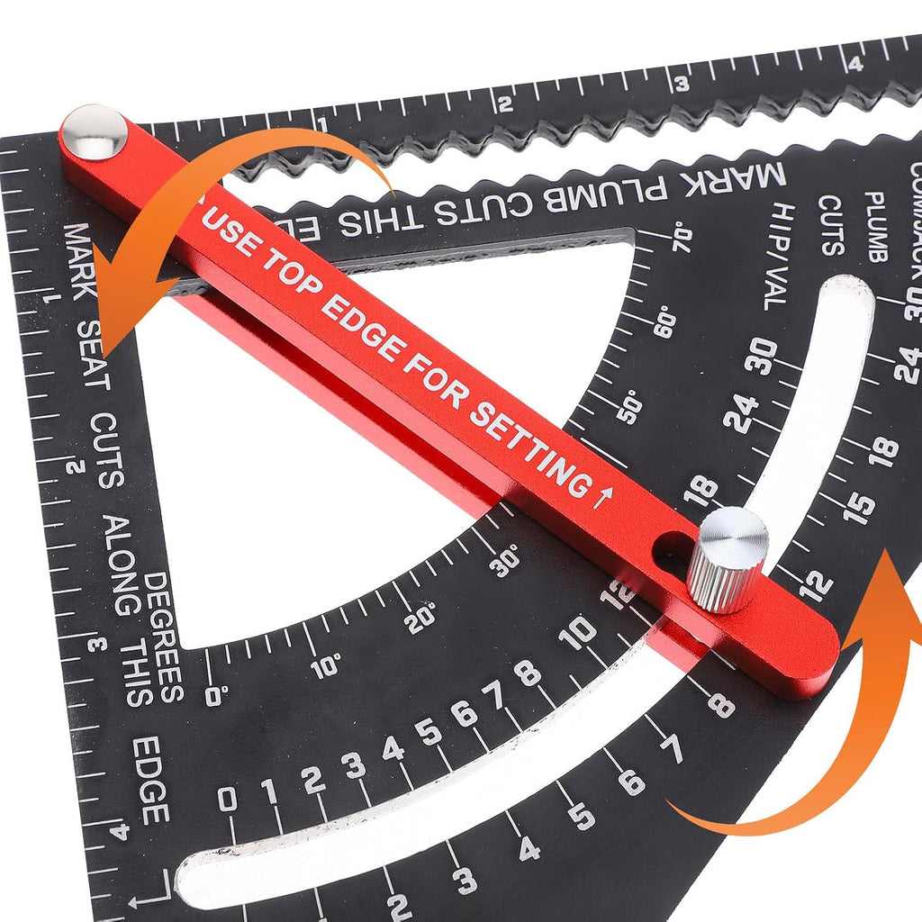 Luxshiny Adjustable Aluminum Alloy Tool for Carpenters Precision Rafter Triangle Ruler with Angle Scale for Woodworking and Carpentry Measurement