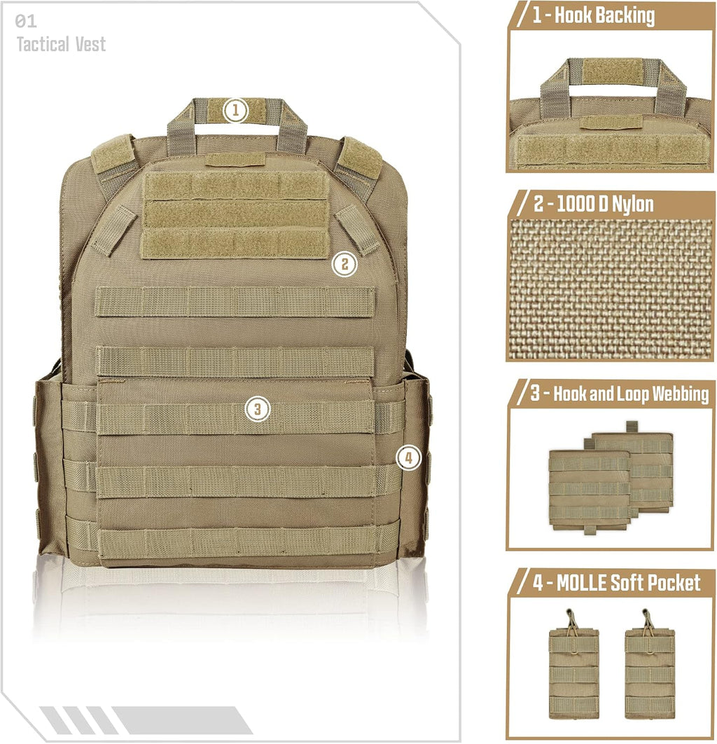 GFIRE Tactical Vest, Quick Release Lightweight Breathable Vest for Training
