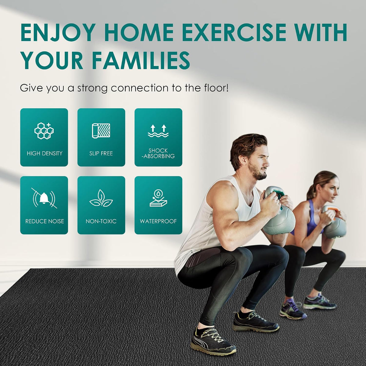 BesWin Large Exercise Mat, 8' x 6'/8' x 4'/6' x 4' (6mm/8mm)