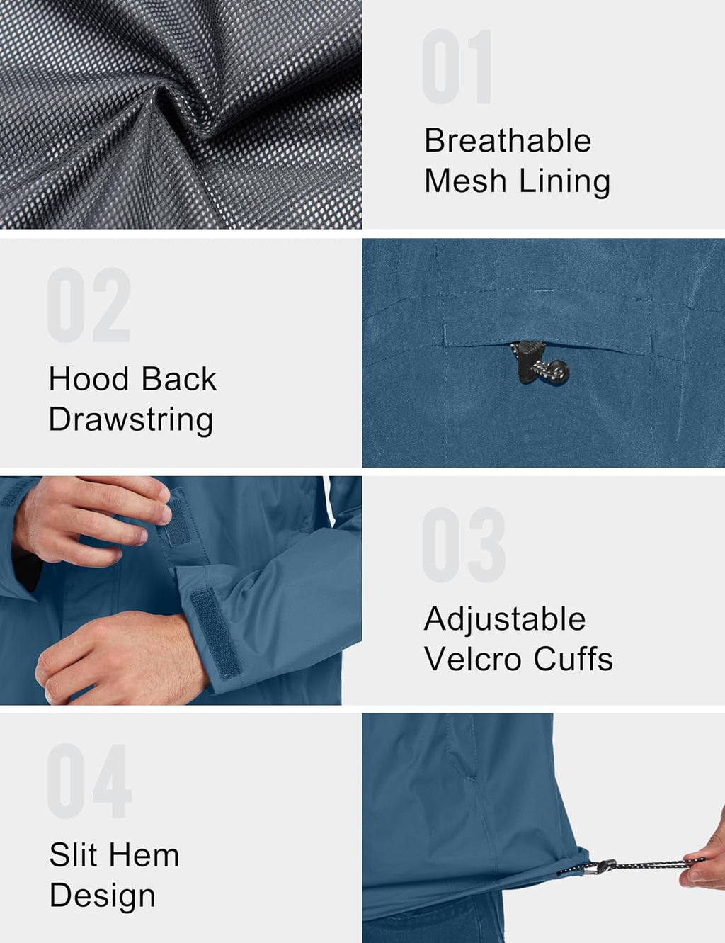 Little Donkey Andy Men's Waterproof Rain Jacket Outdoor Raincoat for Hiking