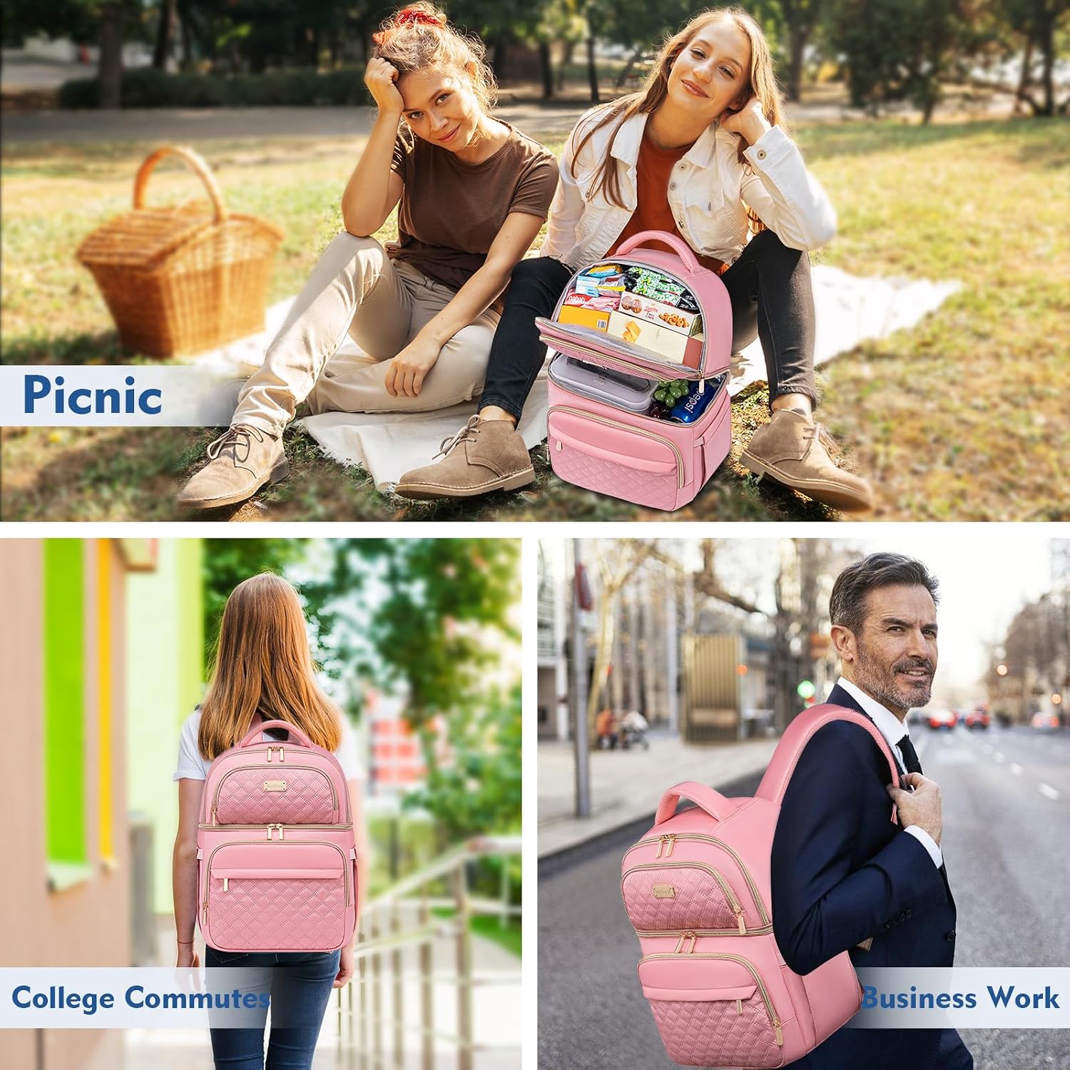 Backpack Cooler Lunch Box Backpack Double Decker Soft Cooler Bag