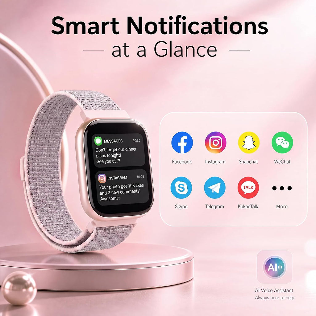 Smart Watch for Women, Bluetooth Answer/Make Calls, 1.83"HD Screen, 2 Bands