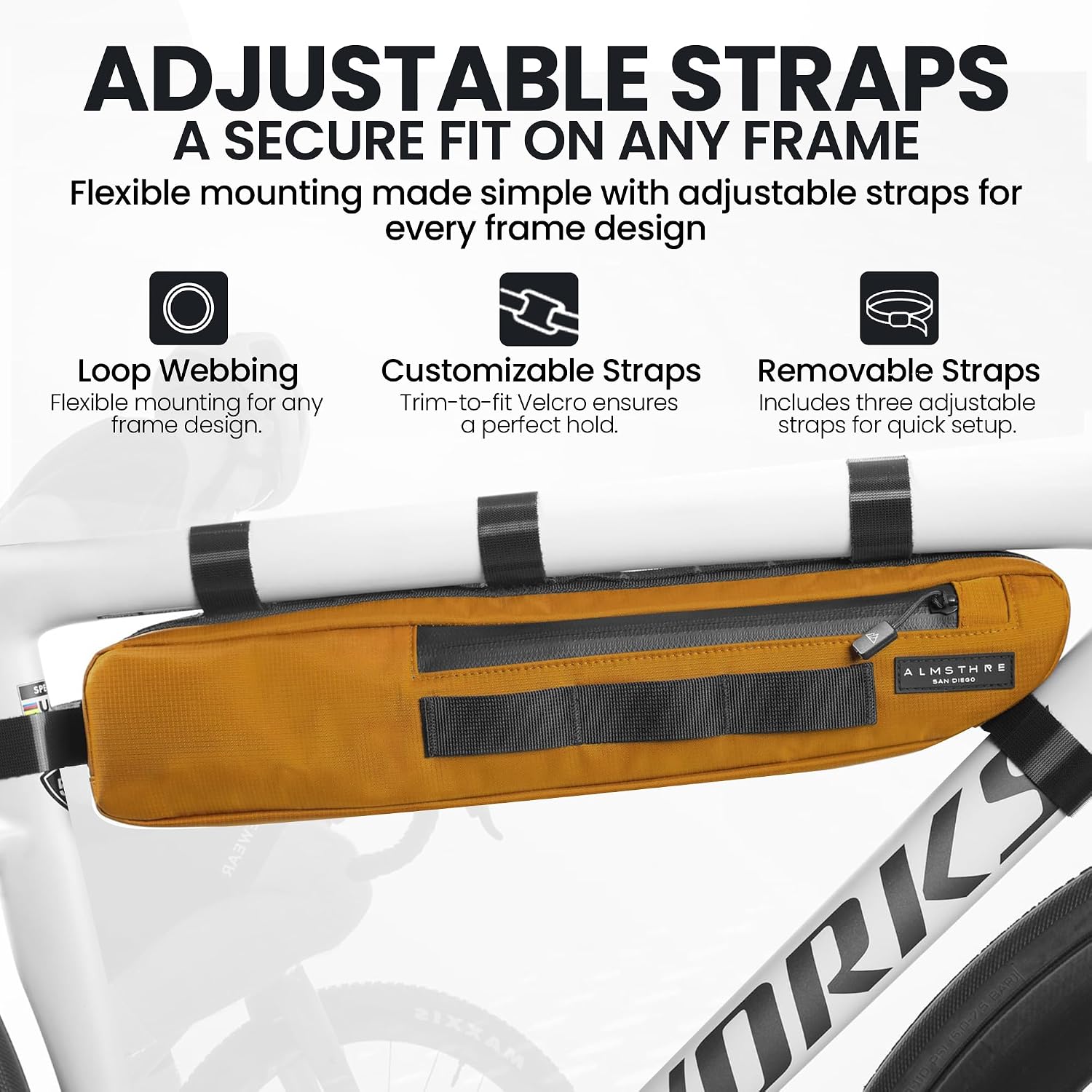ALMSTHRE Bike Frame Bag | Weather-Resistant, Waterproof Zippers & Dual-Sided Access for Road, MTB, and Ebike Frames