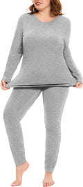 COOTRY Plus Size Thermal Underwear for Women Long Johns Top and Bottom Sets