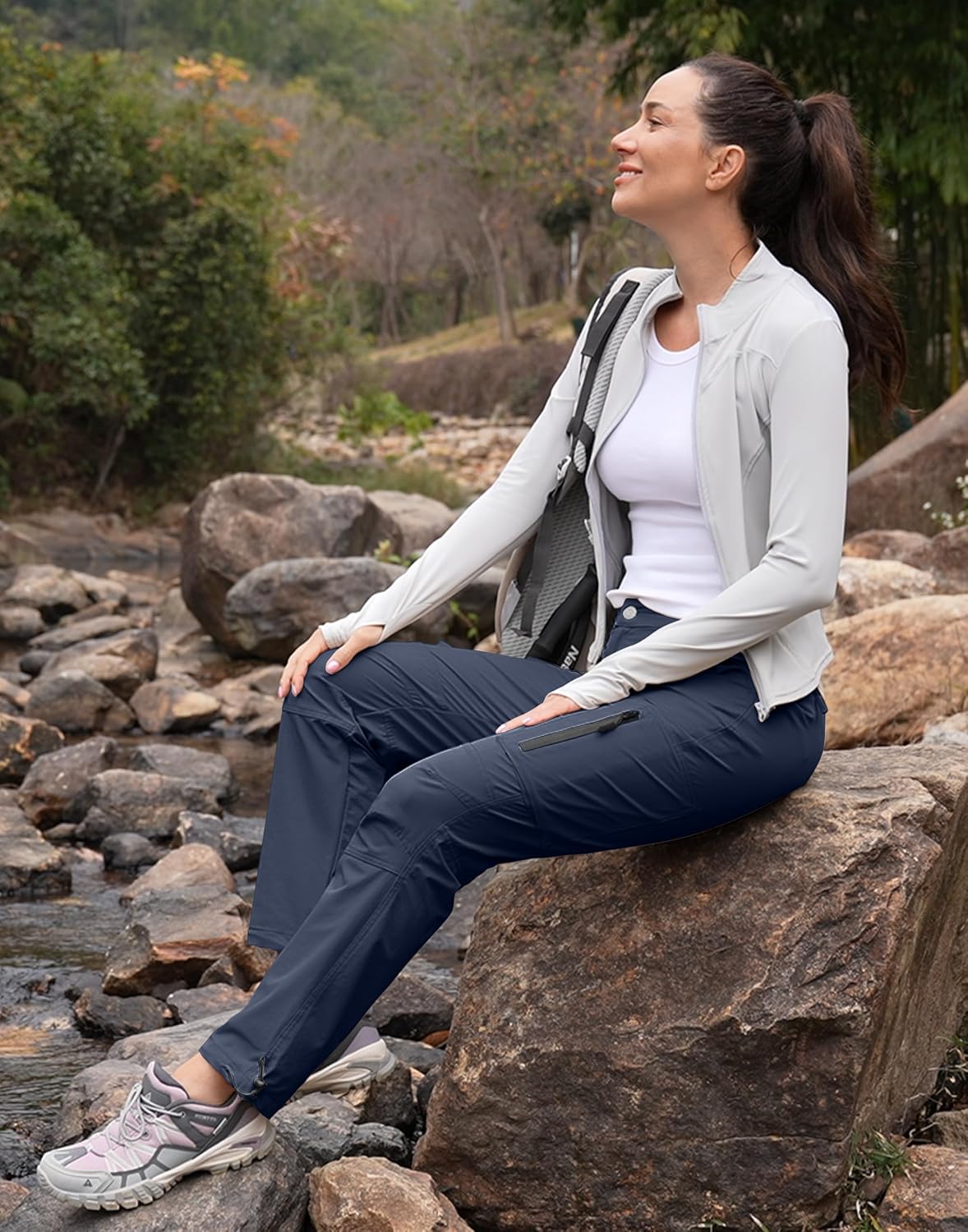 Womens Hiking Cargo Work Pants Quick Dry Water Resistant 6 Pockets