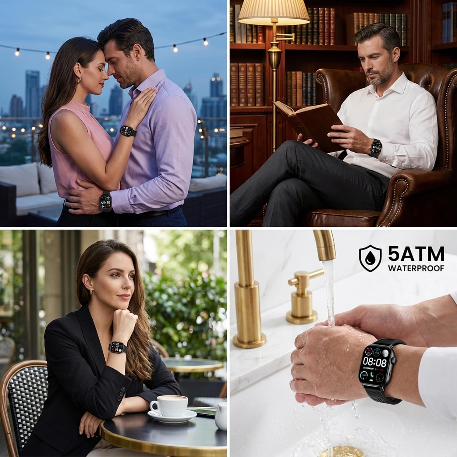 2026 Distance & Pace GPS Running Watch for Runners - Call & Text, AMOLED Large Screen, 50m Waterproof Swimming, Calorie & Step Counter, 2 Bands, Long Battery, for Seniors Men Women (Black)