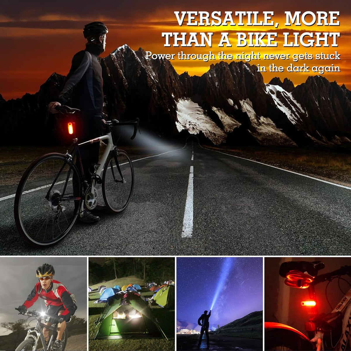 Bike Lights for Night Riding Super Bright High Lumens Bike Wheel Lights Front and Back USB Rechargeable Powerful IPX6 Waterproof Taillight Set for Road and Mountain
