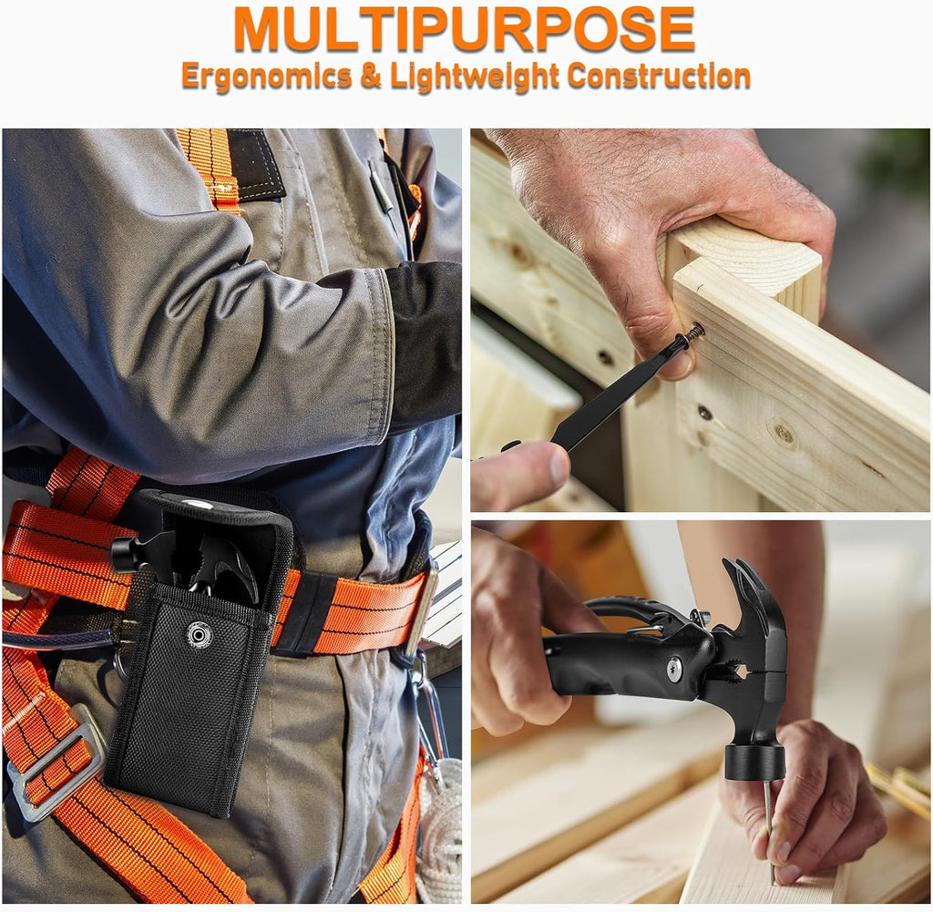 BIIB Gifts for Men, 12 in 1 Hammer Multitool, Stocking Stuffers for Men