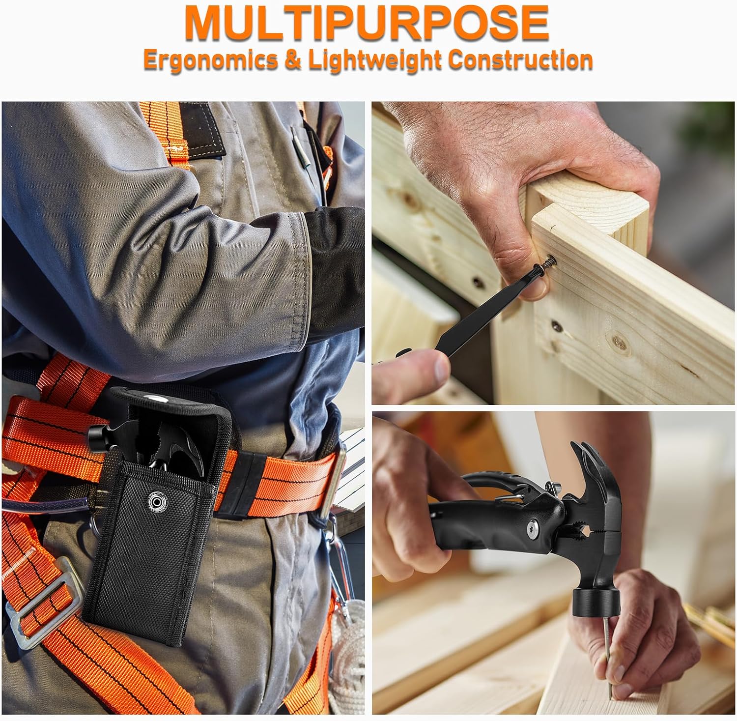 BIIB Gifts for Men, 12 in 1 Hammer Multitool, Stocking Stuffers for Men