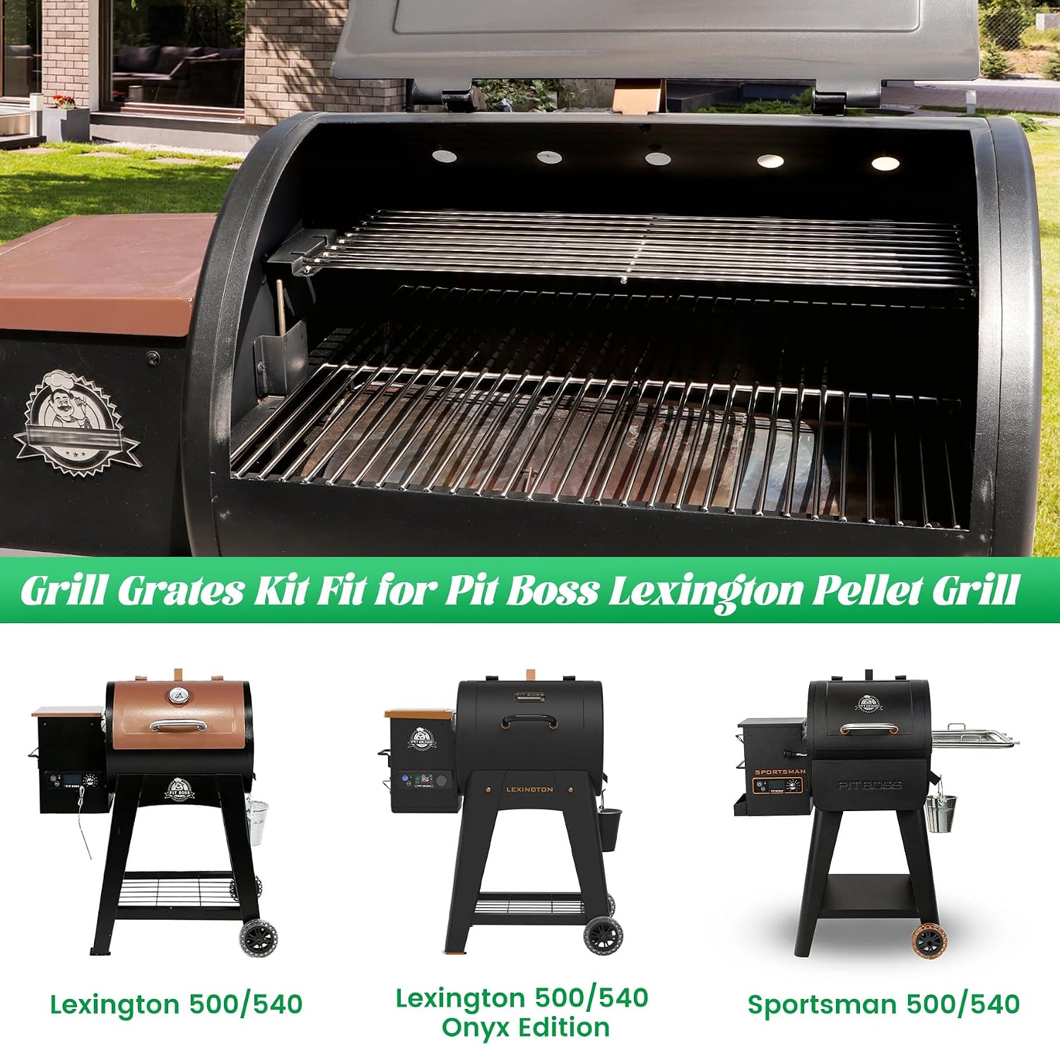 Warming Rack for Pit Boss Lexington Grill Cooking Grates Upper Grid Pitboss 500 540 Series Wood Pellet Smoker Replacement Parts Stainless Steel Grilling BBQ Accessory