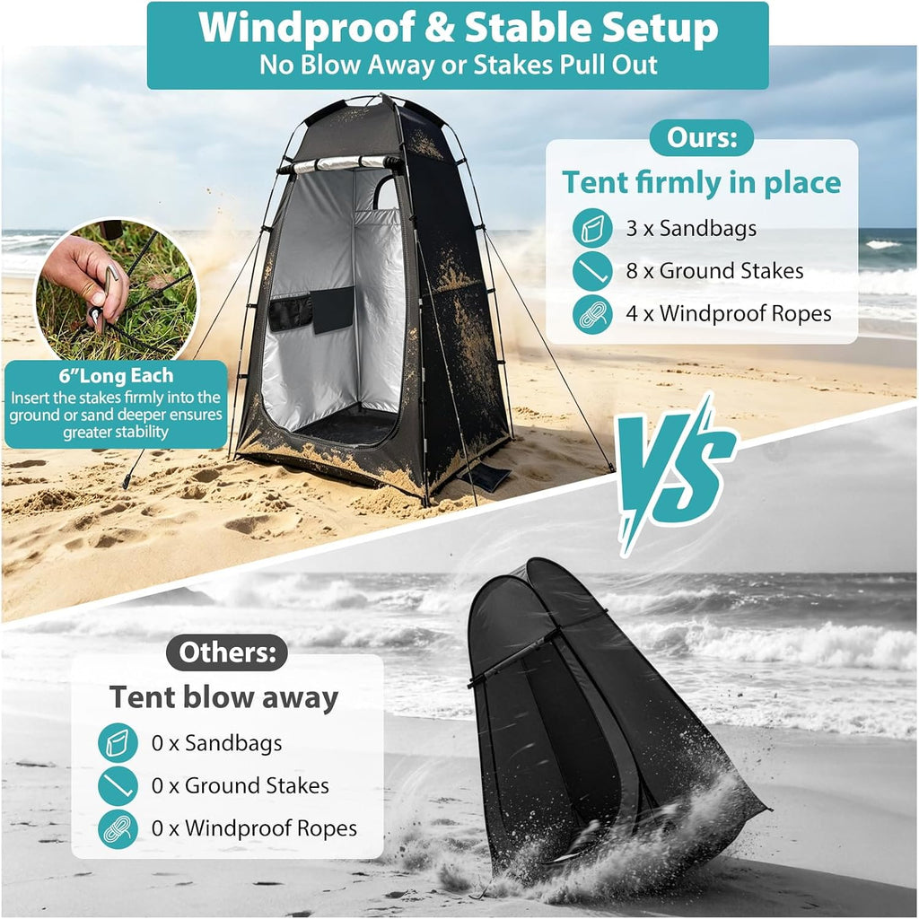 Shower Tent for Camping,82.7” Tall, UPF 50+ Portable Privacy Sun Shelter