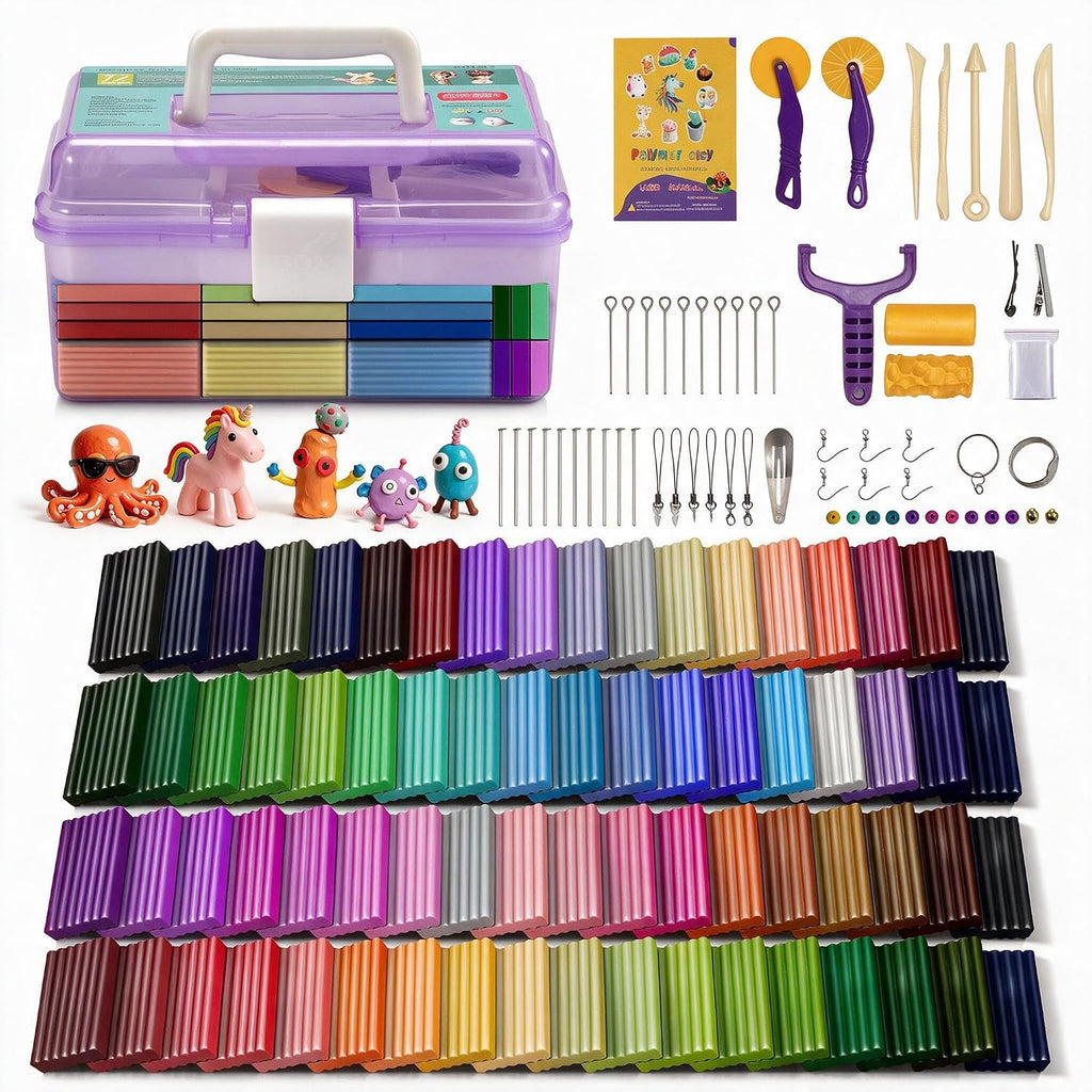 Aestd-ST Polymer Clay Kit 50 Colors, Oven Bake Modeling Clay for Kids