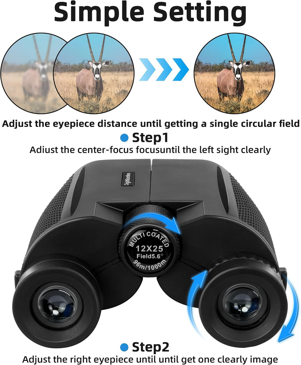 Binoculars for Adults and Kids, 12x25 Compact Binoculars for Bird Watching
