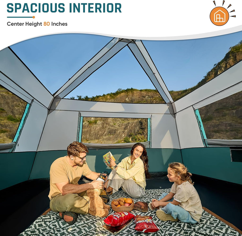 DMH OUTDOORS 8 Person Instant Tents for Camping with Porch Easy Setup 60s