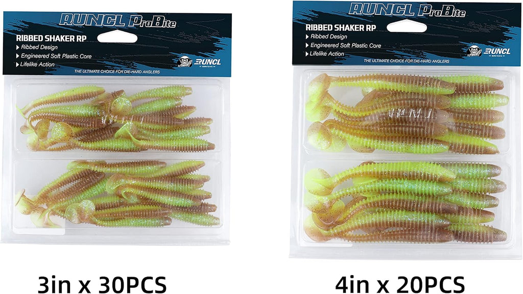 RUNCL Swimbaits Paddle 10/20/30/40PCS, 5/4/3/2 Inchs Paddle Tail, Soft Lure for Trout Crappie Bass, Durable Plastic Bait Swimmer for Saltwater/Freshwater, Fishing Lover's Gift
