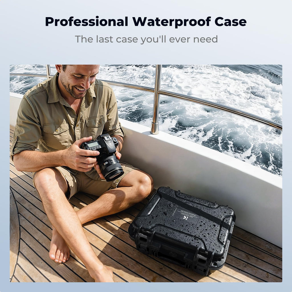 K&F CONCEPT Waterproof Hard Case, IP67 Protective Case with Pre-Scored Foam