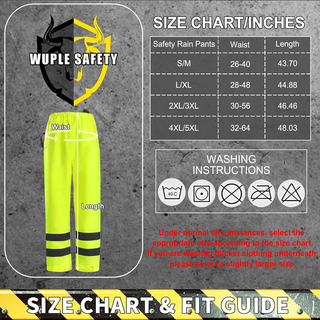 Rain Suits for Men Waterproof，Class 3 Hi Vis Rain Gear with Collapsible Hood， Breathable Safety Rain Jacket with Inner Mesh Lining and pocket，Reflective Waterproof Pants L/XL