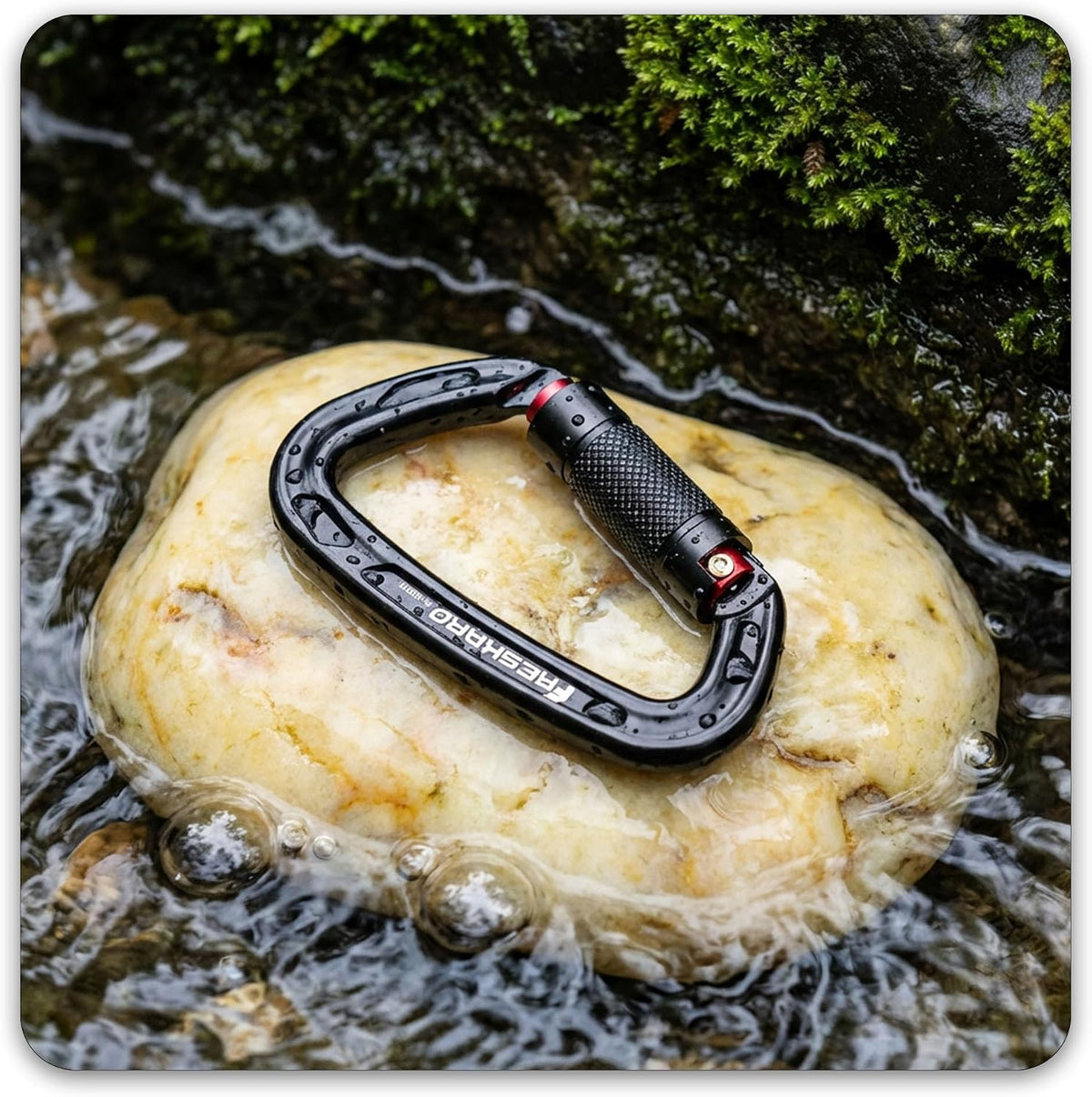 FresKaro UIAA Certified 25KN Auto Locking Climbing Carabiner Clips, Twist Lock, and Heavy Duty Carabiners for Rock Climbing, Rappelling, and Mountaineering, D Shaped