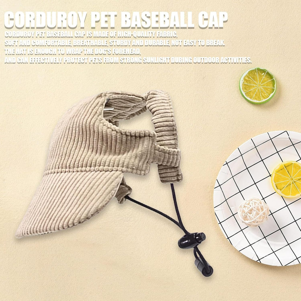 Dog Baseball Cap, Dog Cat Summer Beach Visor Hat with Ear Holes, Adjustable Puppy Sunbonnet Headdress (Khaki, X-Large)