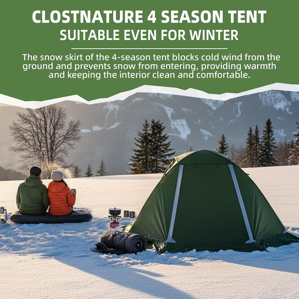 Clostnature 4 Season Backpacking Tent - 1/2 Person Cold Weather Winter Tent