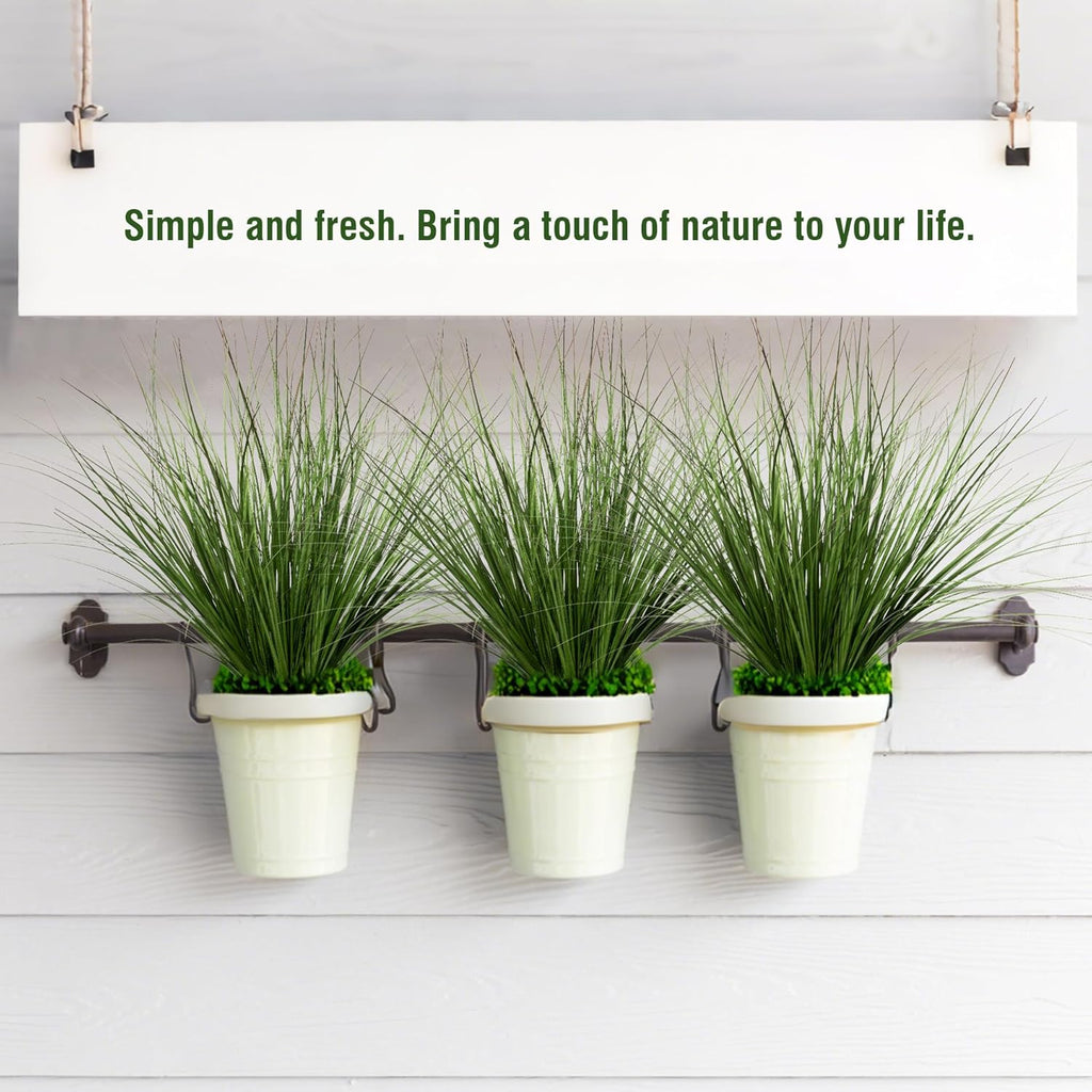 Artificial Wheat Grass, 8 Stems, 17.3" Fake Plants Faux Grass Greenery for Indoor & Outdoor Décor, Artificial Greenery for Planters, Porch, Patio & Home Decoration