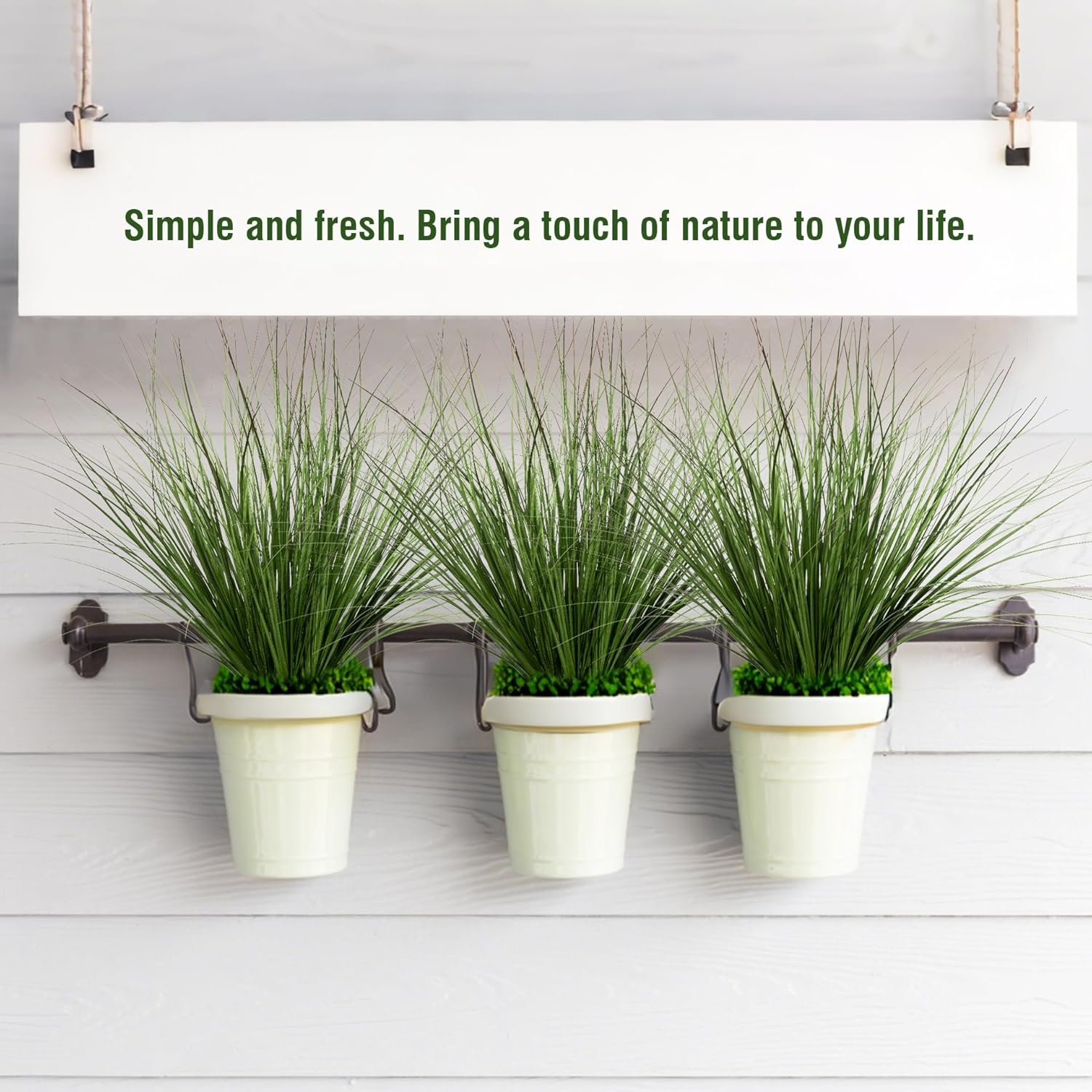 Artificial Wheat Grass, 8 Stems, 17.3" Fake Plants Faux Grass Greenery for Indoor & Outdoor Décor, Artificial Greenery for Planters, Porch, Patio & Home Decoration