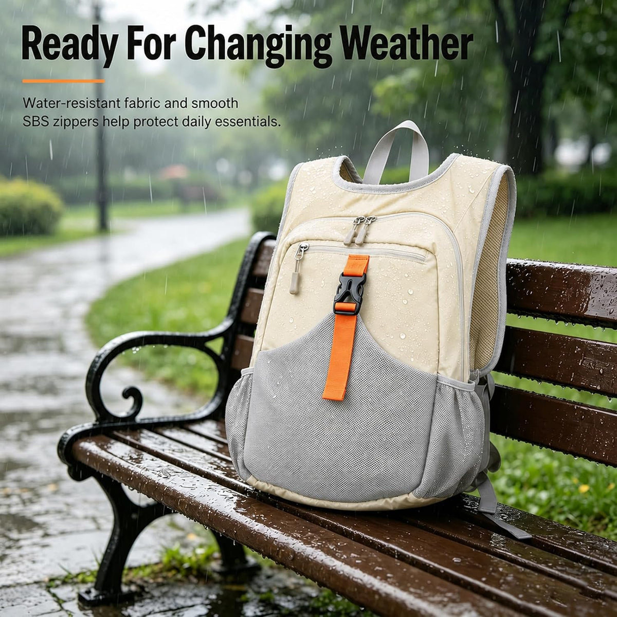 15L Small Hiking Backpack, Lightweight Packable Foldable Casual Backpack for Women Men (Beige)