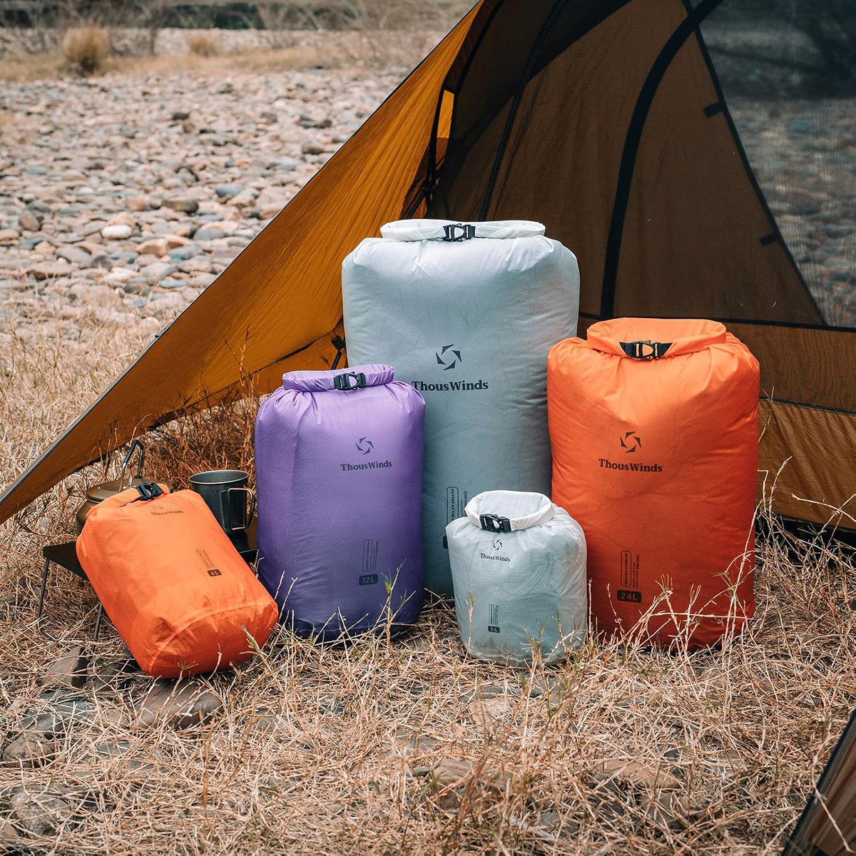 Thous Winds Waterproof Dry Bag, Ultralight 3L/6L/12L/24L/36L Roll Top Lightweight Dry Sack for Kayaking, Swimming, Camping, Hiking, Beach