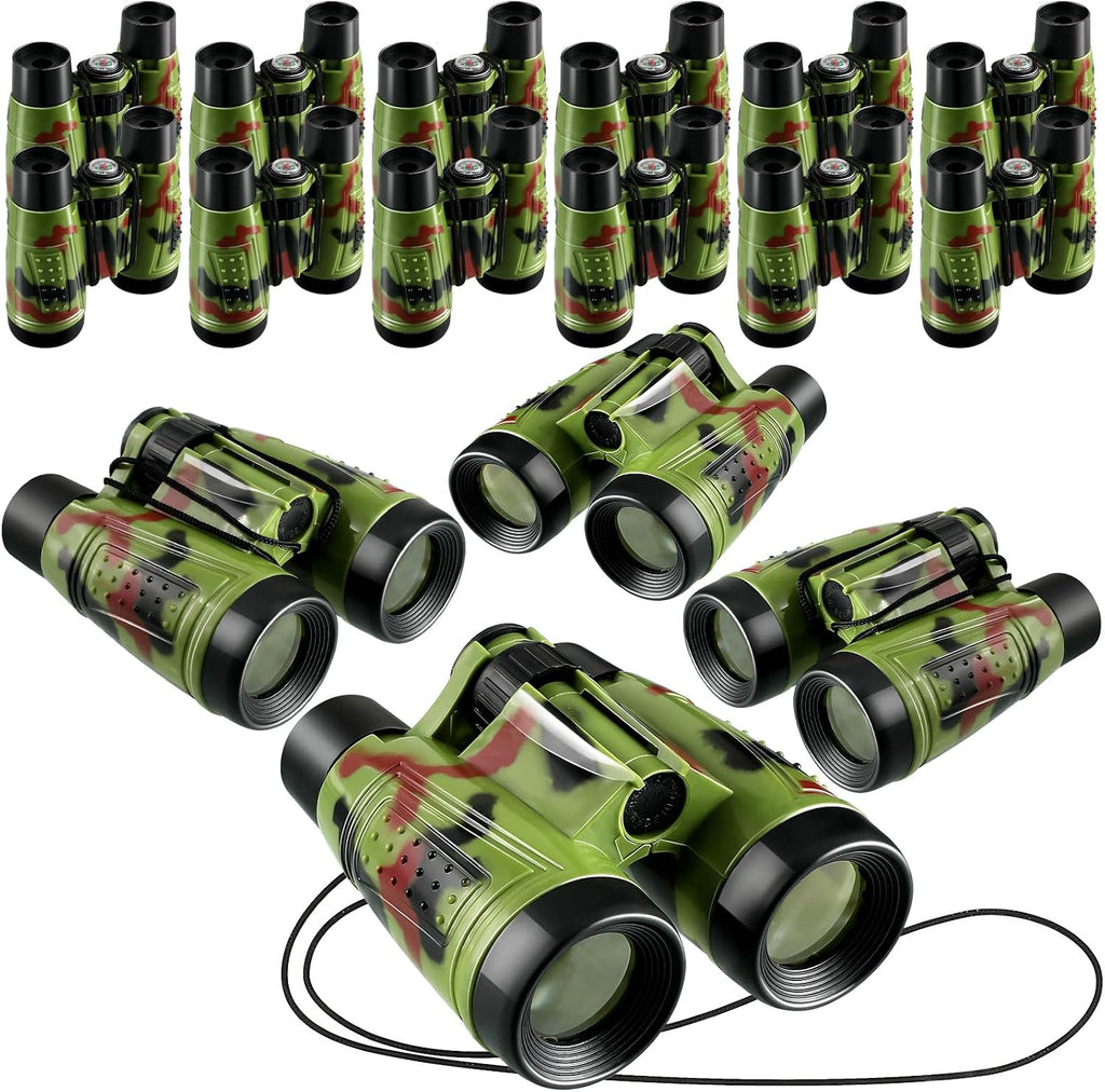 Deekin 16 Pack Kids Toy Binoculars with Neck String Party Favors,Camouflage