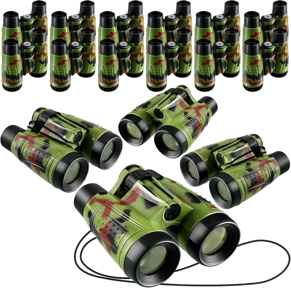 Deekin 16 Pack Kids Toy Binoculars with Neck String Party Favors,Camouflage