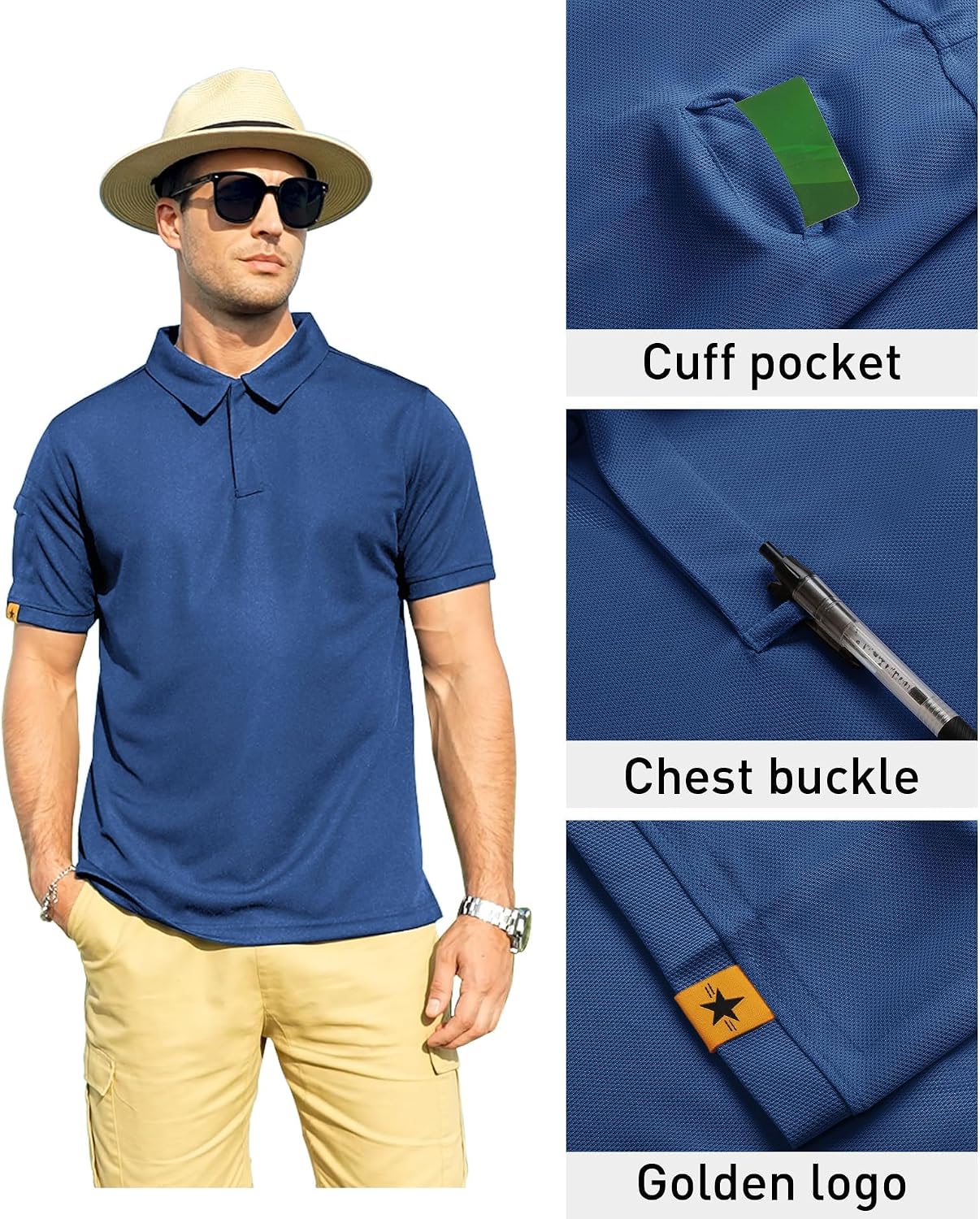 ZITY Mens Polo Shirt Short Sleeve Moisture Wicking Athletic Golf Polos