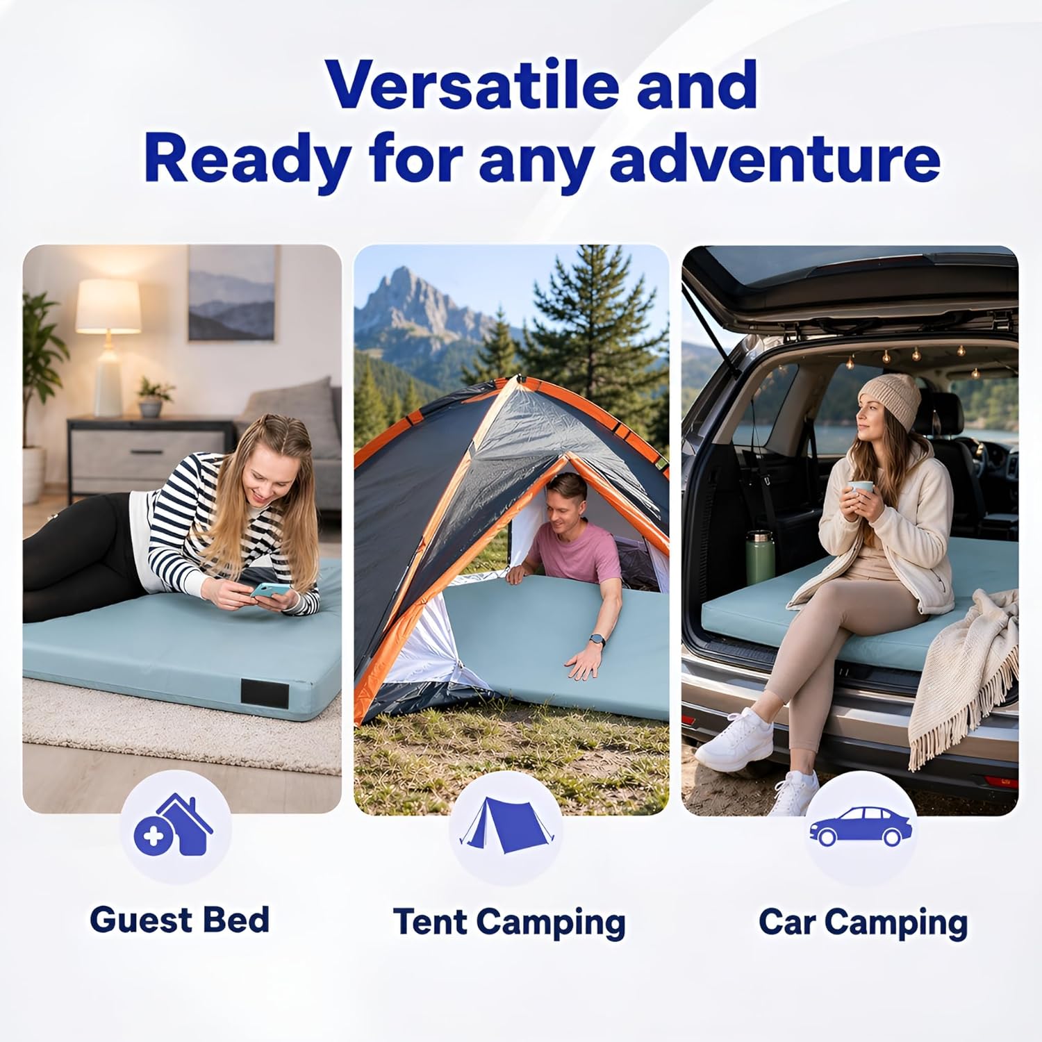 Hazli Matrix AirCell Memory Foam Camping Mattress Pad - CertiPUR-US Roll Up Mattress for Adults - Portable Foam Sleeping Mats for Camping - Camp Cot Sleeping Pad - Floor Sleep Mat Bed Roll for Car RV